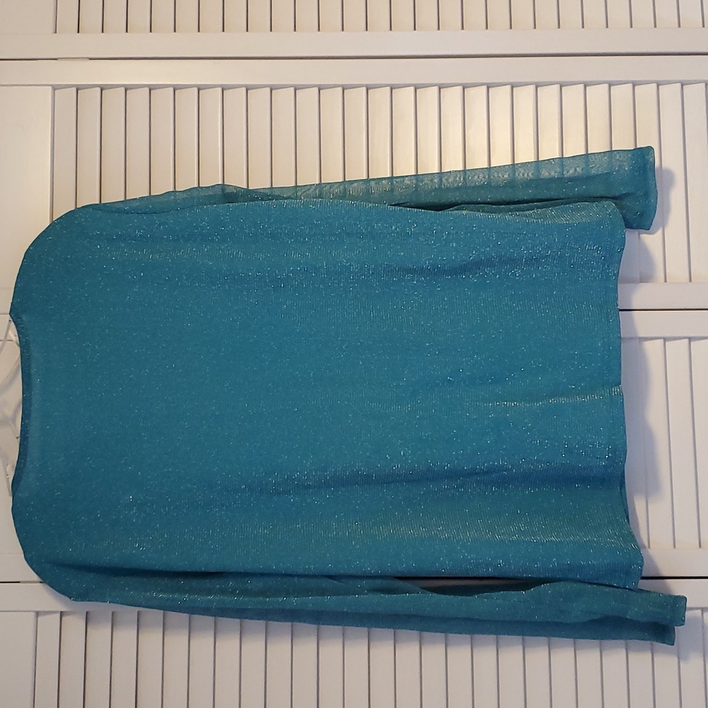 Elegant Teal Shimmering Top - Picture 6 of 10